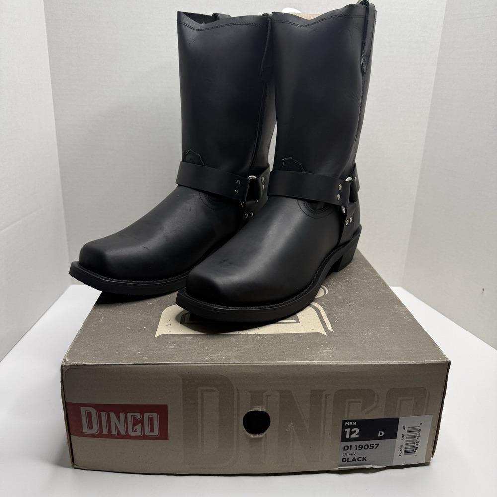 Dingo Dean Harness Boots Men's 12 D Black Leather Motorcycle Biker DI19057